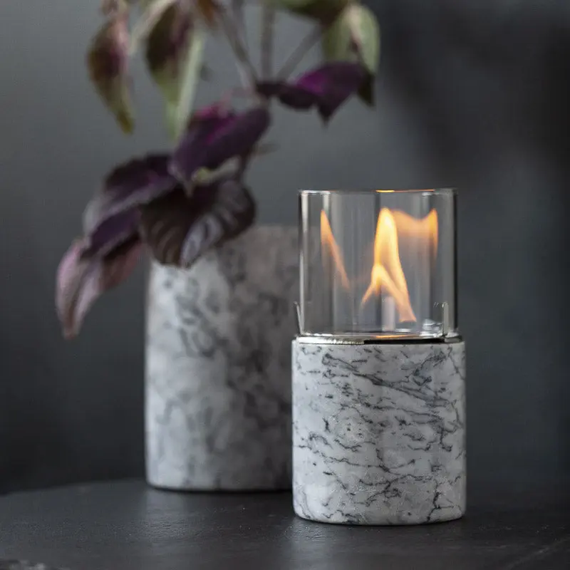 PINO S – Kleines Tischfeuer Marmor Weiss - Image 3