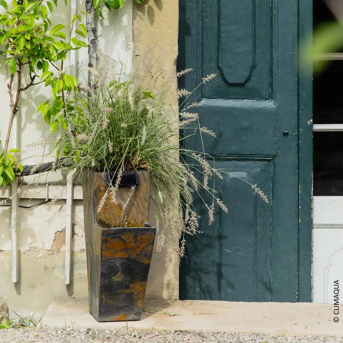 ZOE 20 Rusty – Gartenbrunnen mit Pflanzgefäss Wasserfall aus Naturschiefer Braun mit LED-Beleuchtung 28 x 21 x 53 cm 14 kg - Image 8