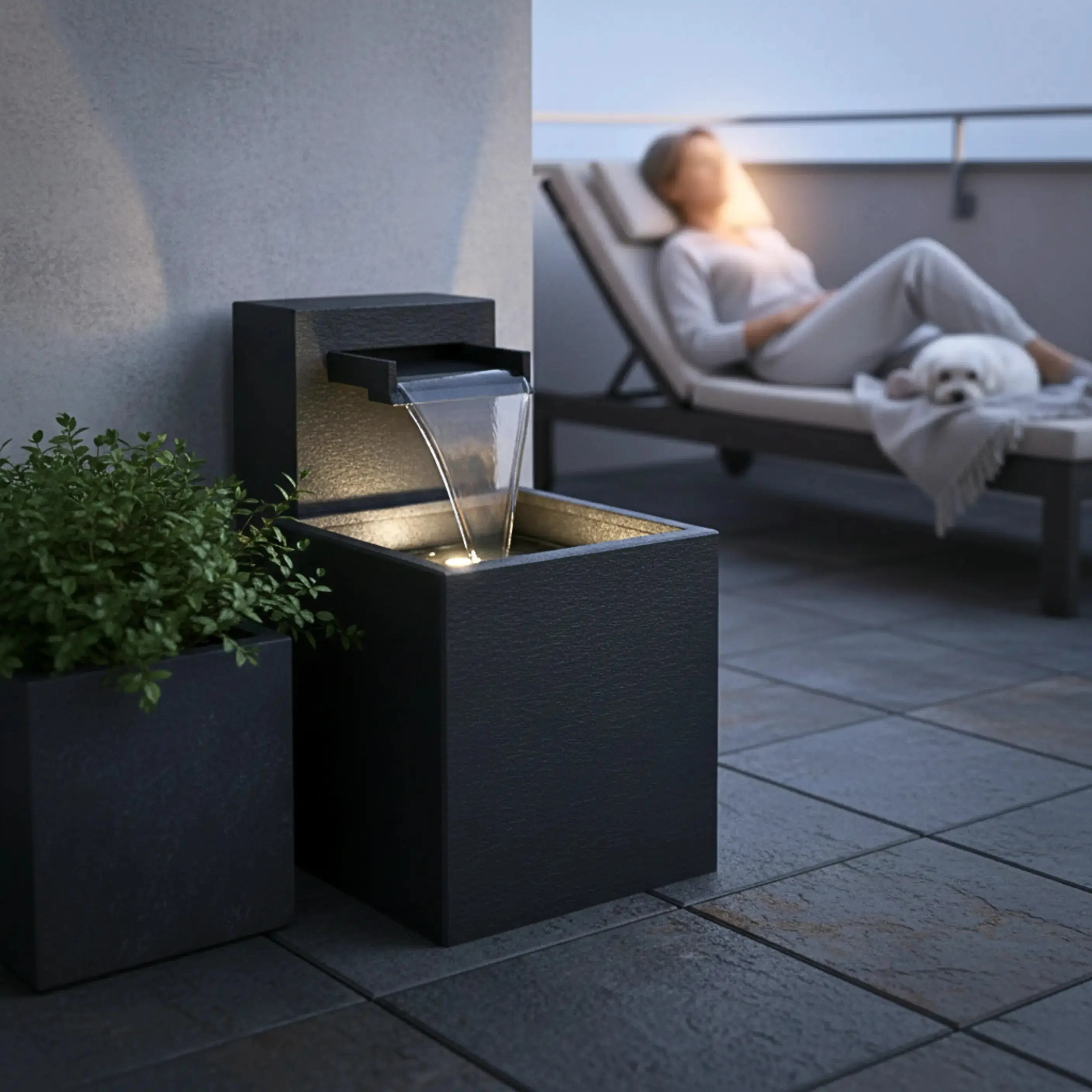 SAMUI 40 Gartenbrunnen – kleiner Gartenbrunnen mit Wasserfall und Licht - Image 13