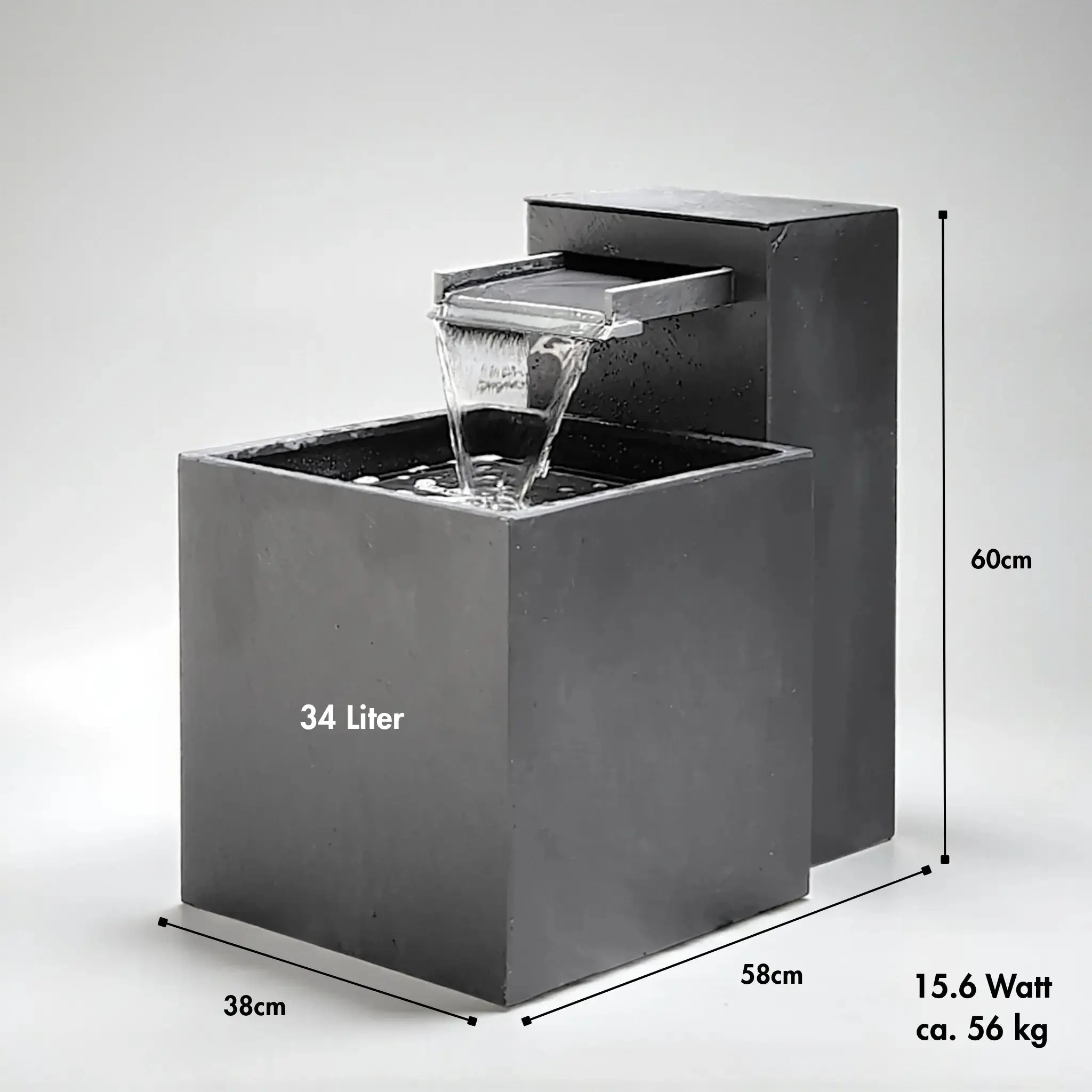 SAMUI 60 Gartenbrunnen – grosser Gartenbrunnen mit Wasserfall und Licht - Image 29