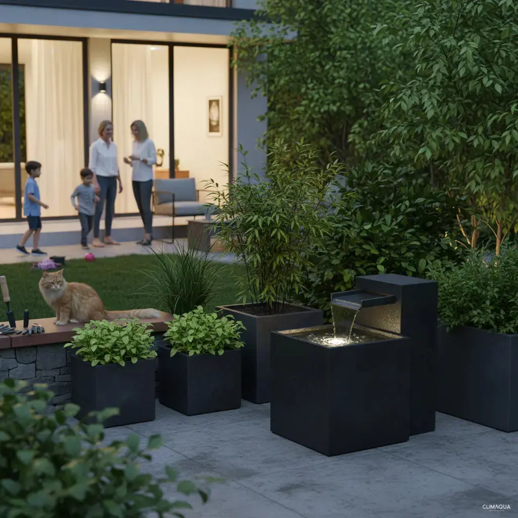 SAMUI 60 Gartenbrunnen – grosser Gartenbrunnen mit Wasserfall und Licht - Image 9