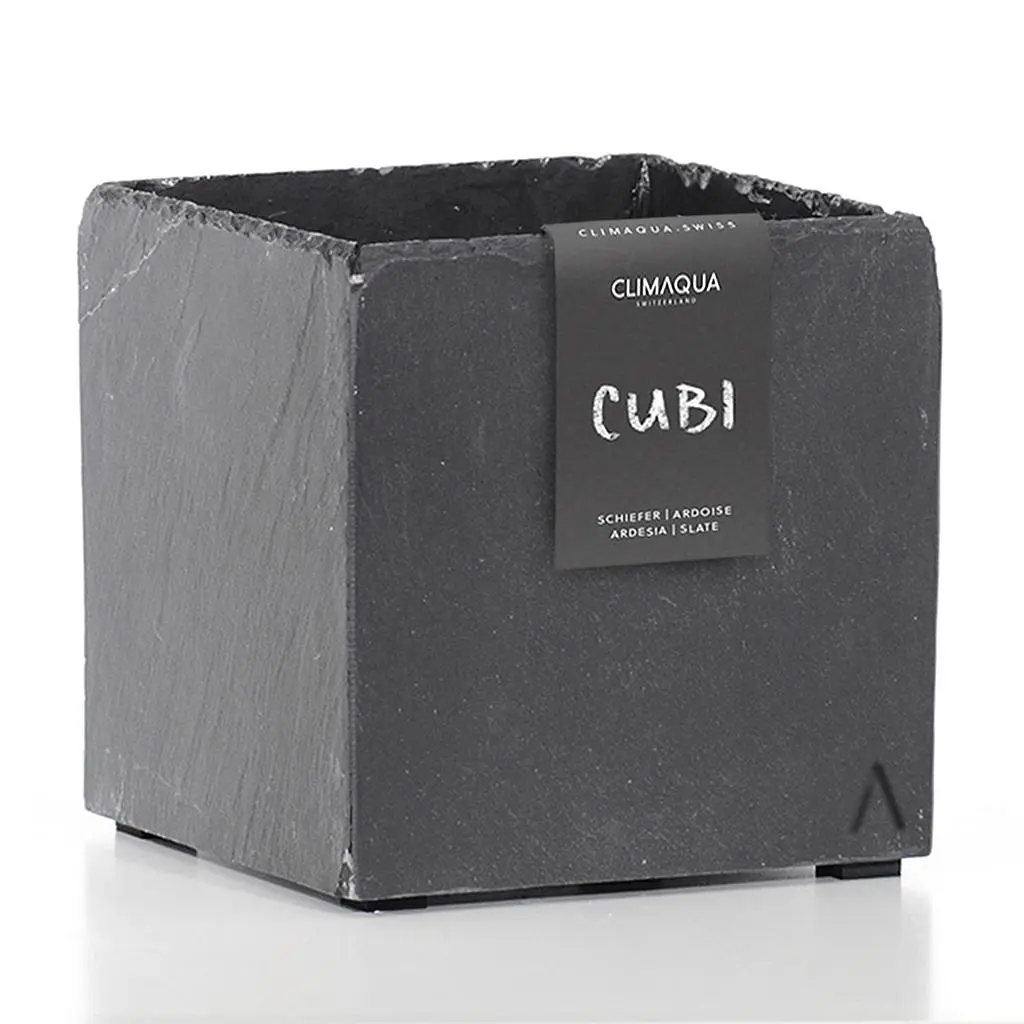 CUBI 21 Anthrazit – Übertopf Würfel 21x21x21 cm Schiefer Schwarz