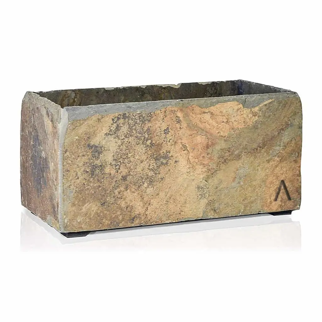 JARDI 28 Rusty – Blumenkästchen 28x13x13 cm 3 kg Naturschiefer Braun - Image 3
