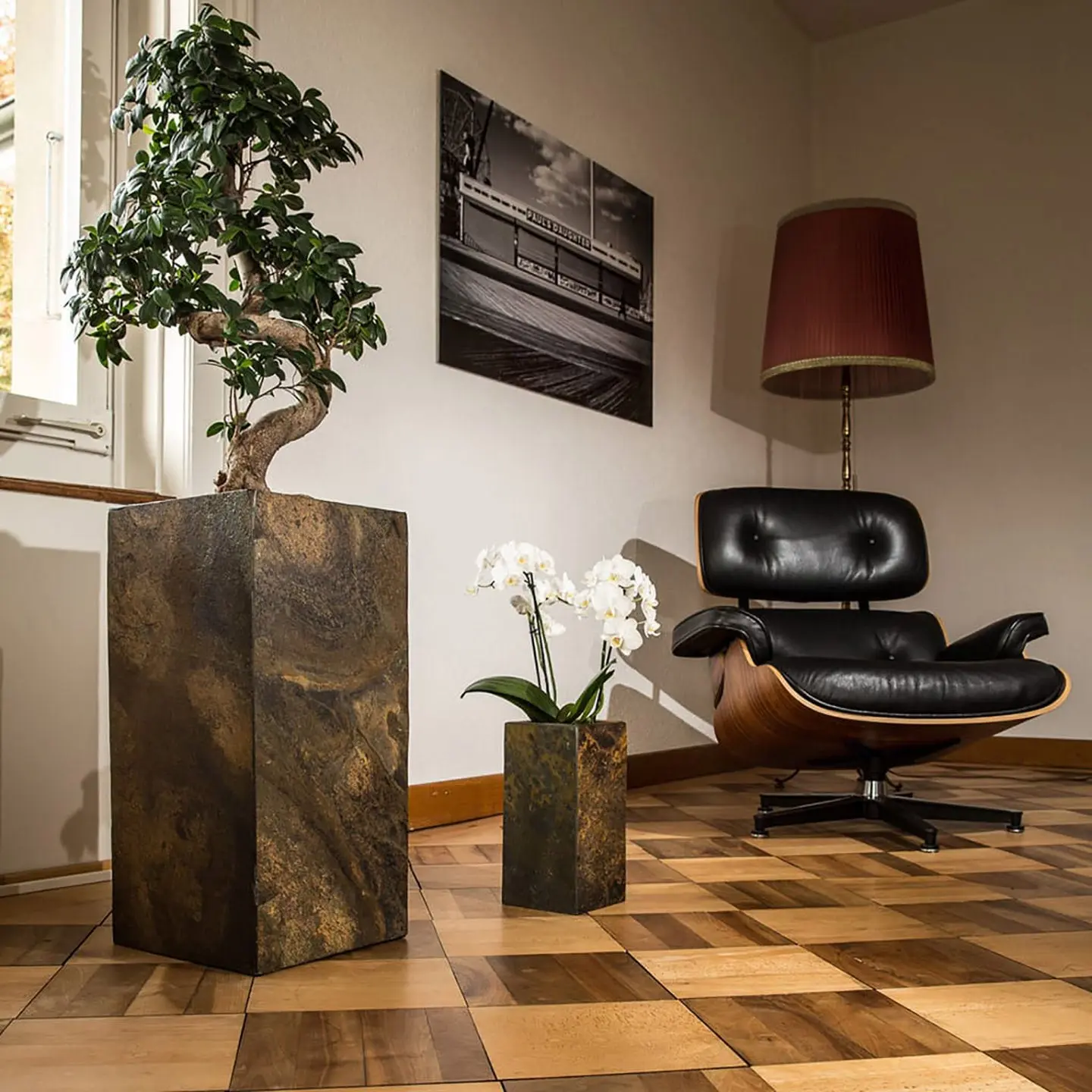 PYLO 13 Rusty – Orchideen Übertopf 14x14x29 cm 3.6 kg Naturschiefer Braun - Image 9