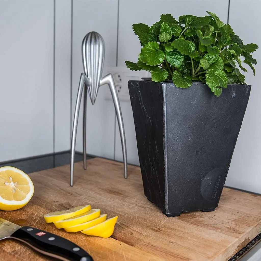 STILO 13 Anthracite – Konischer Übertopf 14x14x19 cm Schiefer Schwarz - Image 2