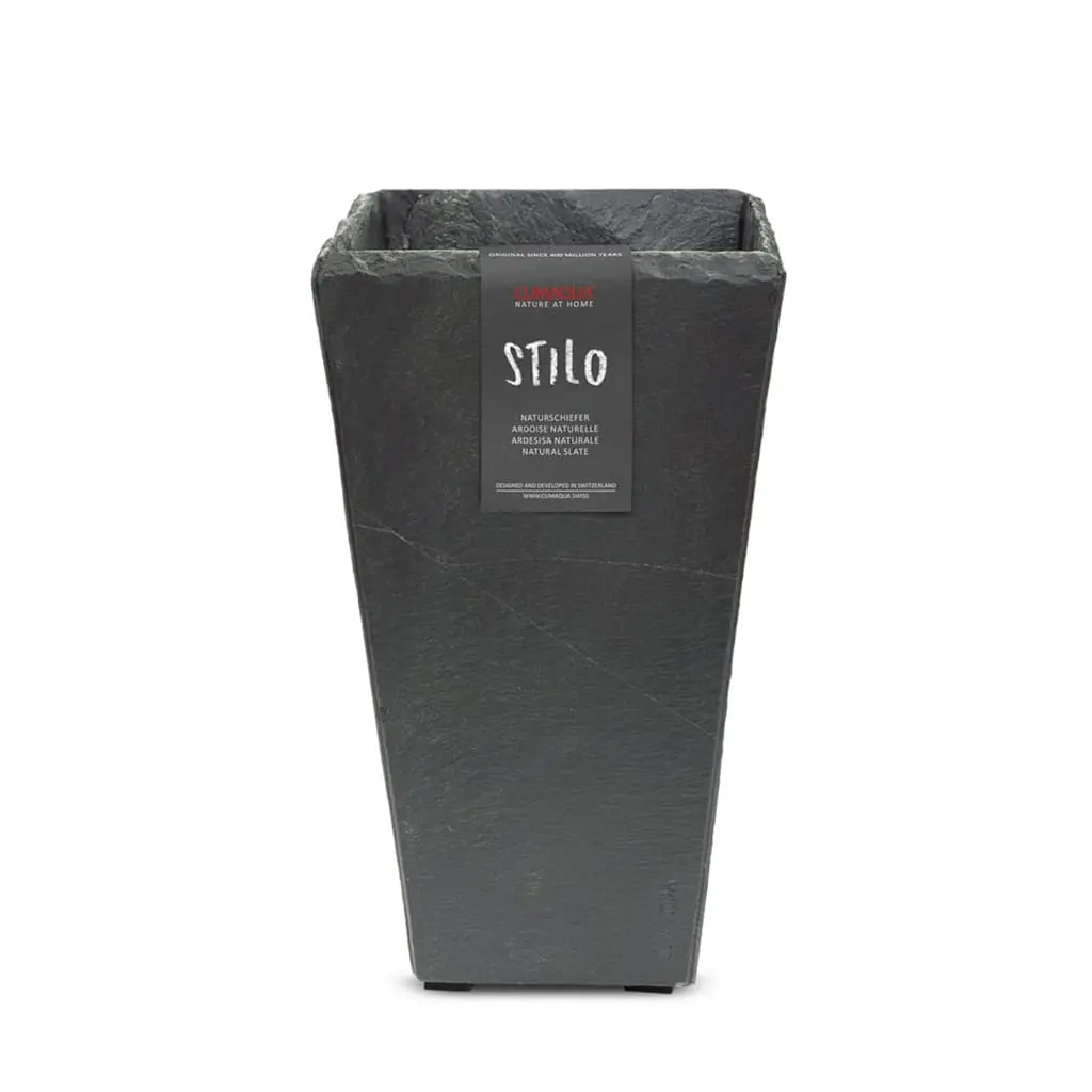 STILO 17 Anthracite – Konischer Übertopf 17x17x32 cm Schiefer Schwarz 4 kg