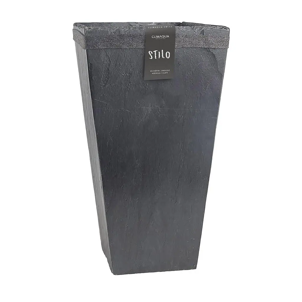 STILO 31 Anthracite – Konischer Übertopf 29x29x58 cm Schiefer Schwarz 14 kg