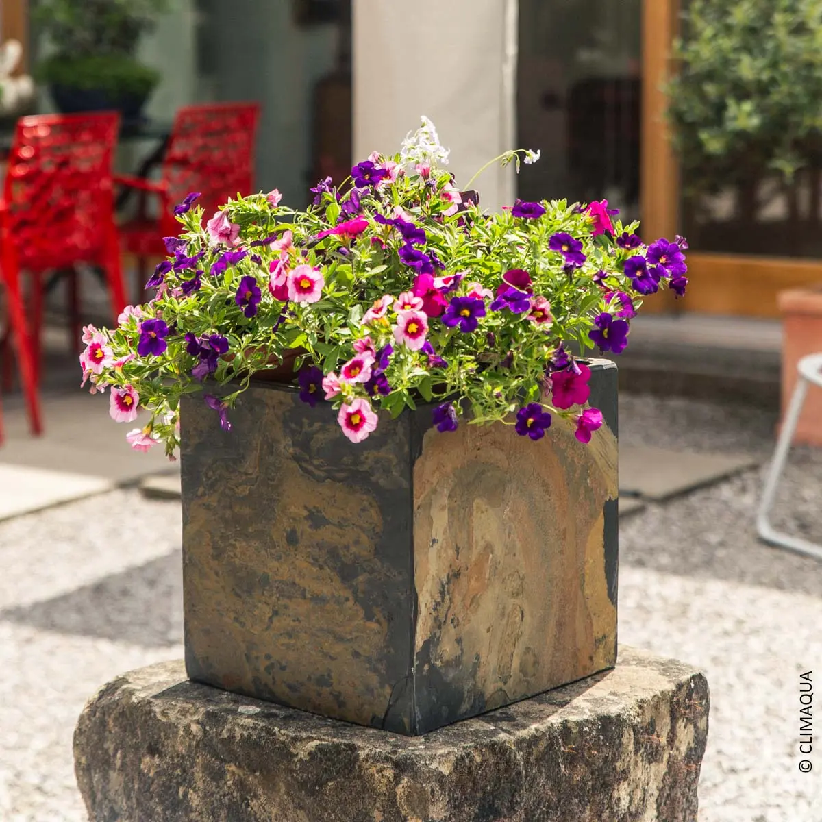 CUBI 30 Rusty –  Blumentopf Eckig Outdoor 29x29x29 cm Schiefer Braun - Image 4