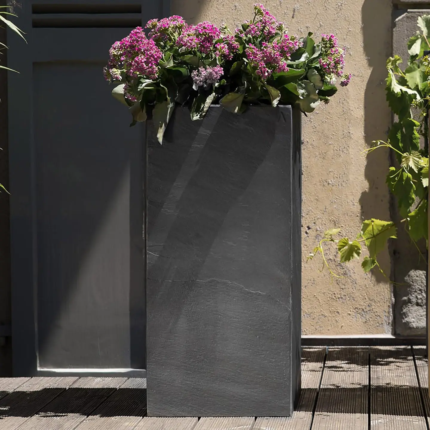 PYLO 80 Anthrazit – Pflanzsäule Outdoor 80x40x40 cm Naturschiefer Schwarz - Image 7