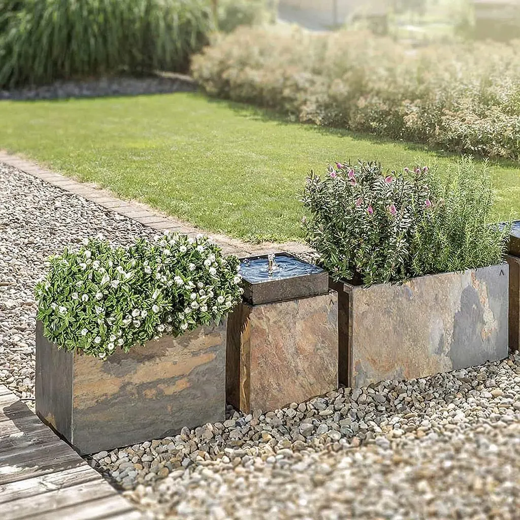 RECTO 60 Rusty – Blumenkasten Outdoor 60x40x40 cm Naturschiefer Braun - Image 12