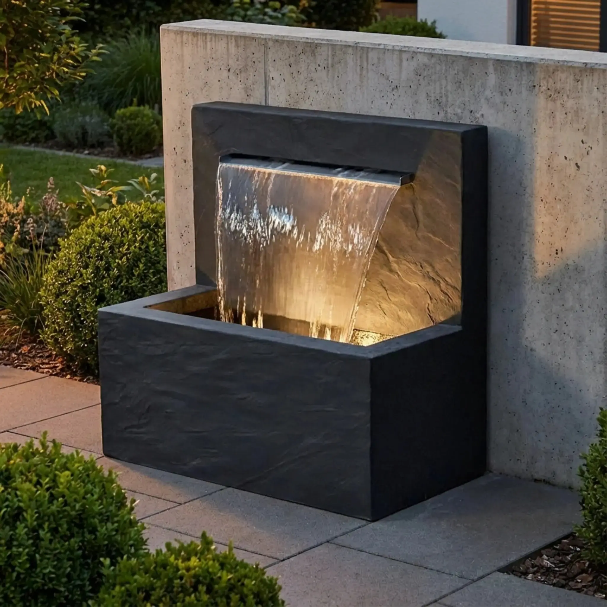 VICTORIA Falls – Schiefer Gartenbrunnen mit beleuchtetem Wasserfall 90×50×90 cm - Image 20