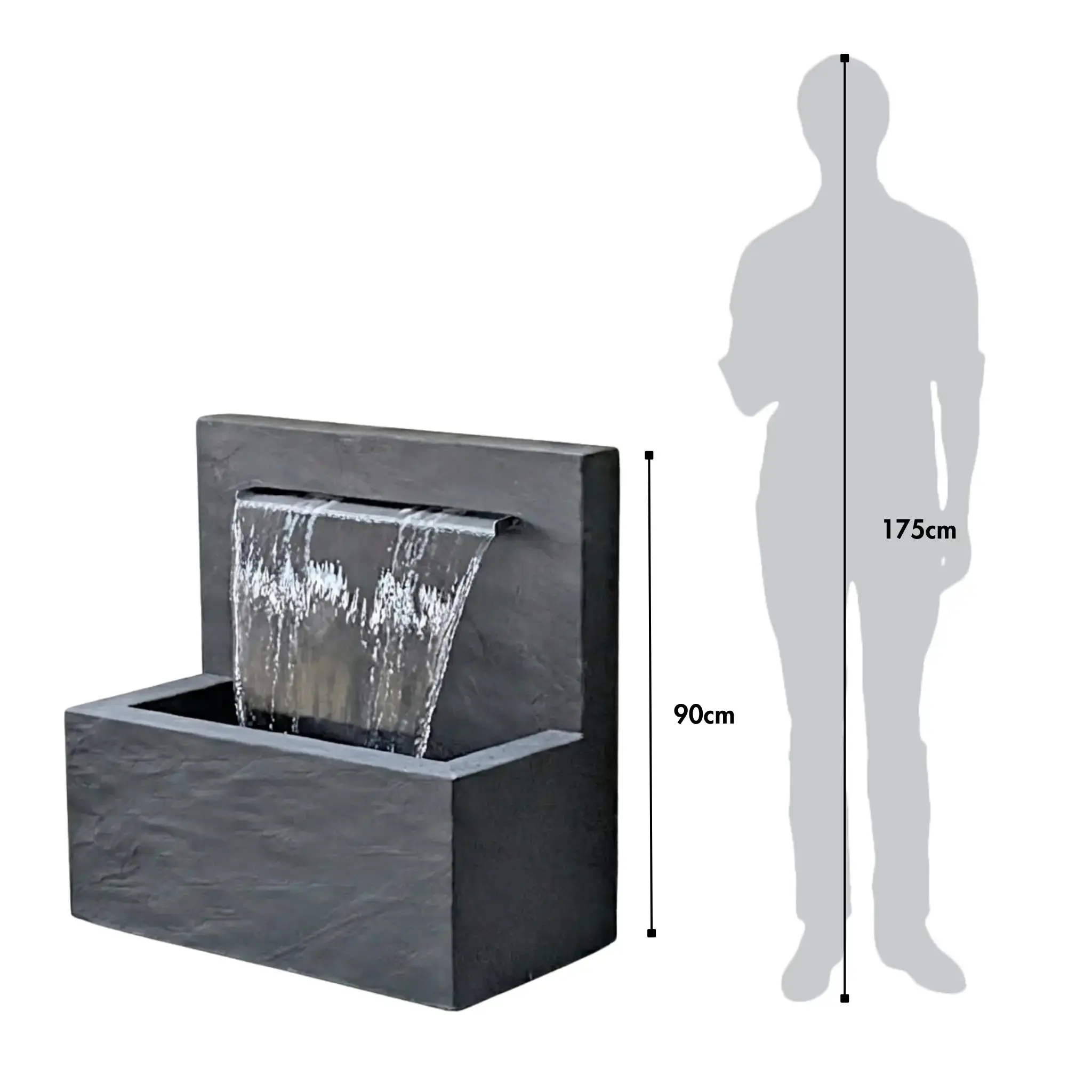 VICTORIA Falls – Schiefer Gartenbrunnen mit beleuchtetem Wasserfall 90×50×90 cm - Image 22
