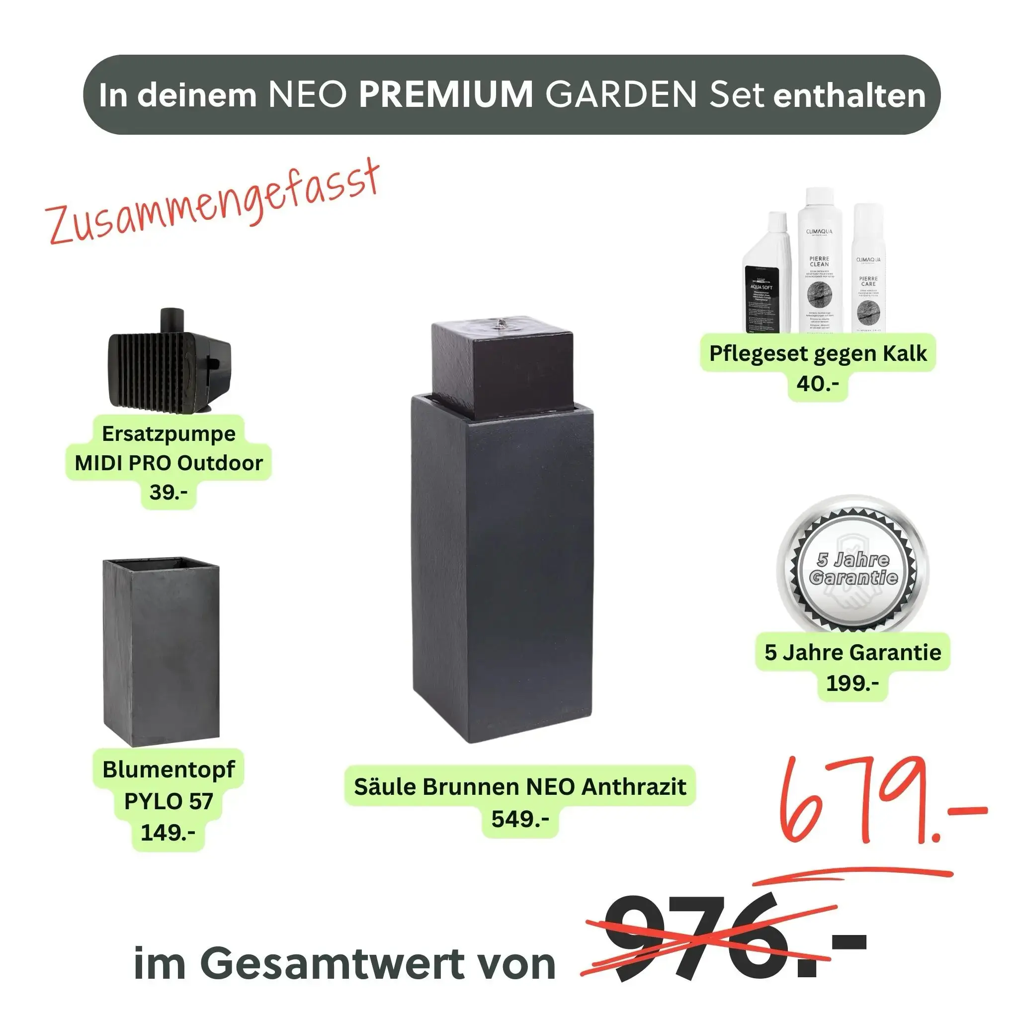 Säule Brunnen NEO PREMIUM GARDEN Set - Image 3