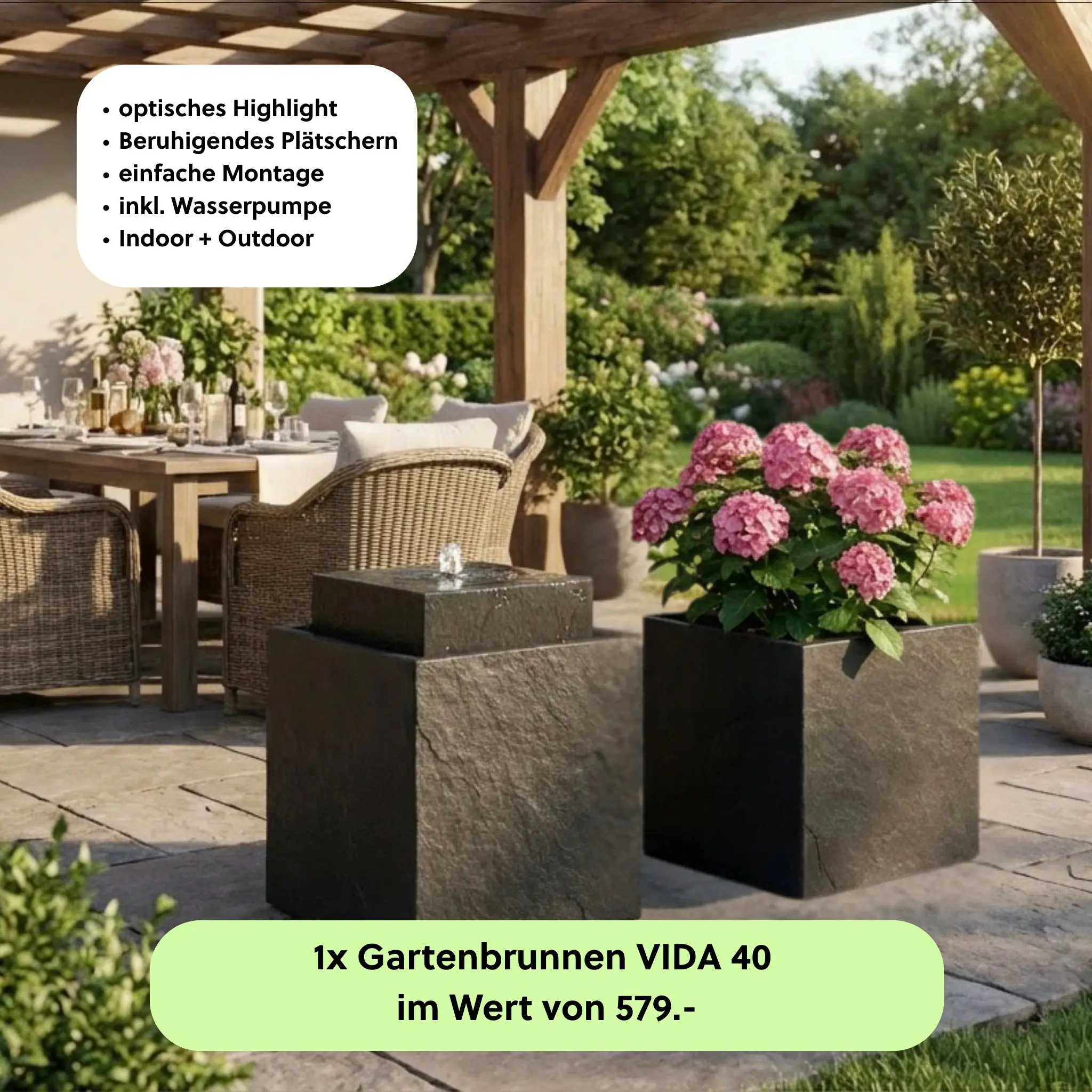 Gartenbrunnen VIDA 40 PREMIUM GARDEN Set Anthrazit - Image 3