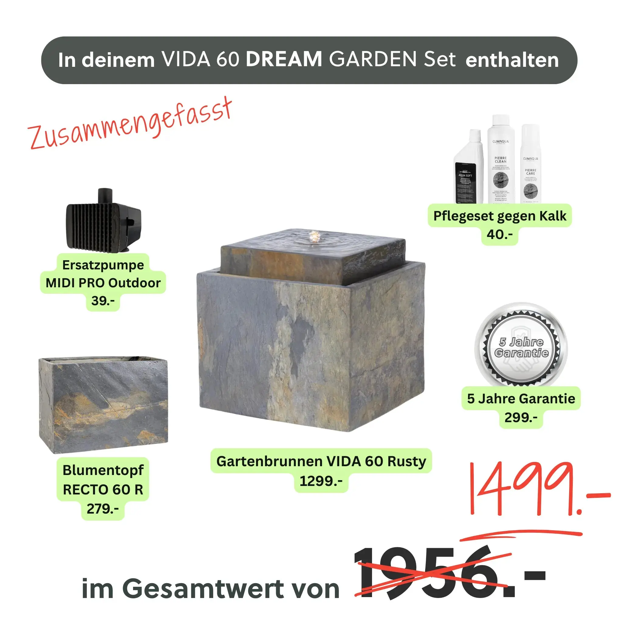 Gartenbrunnen VIDA 60 DREAM GARDEN Set Rusty - Image 8