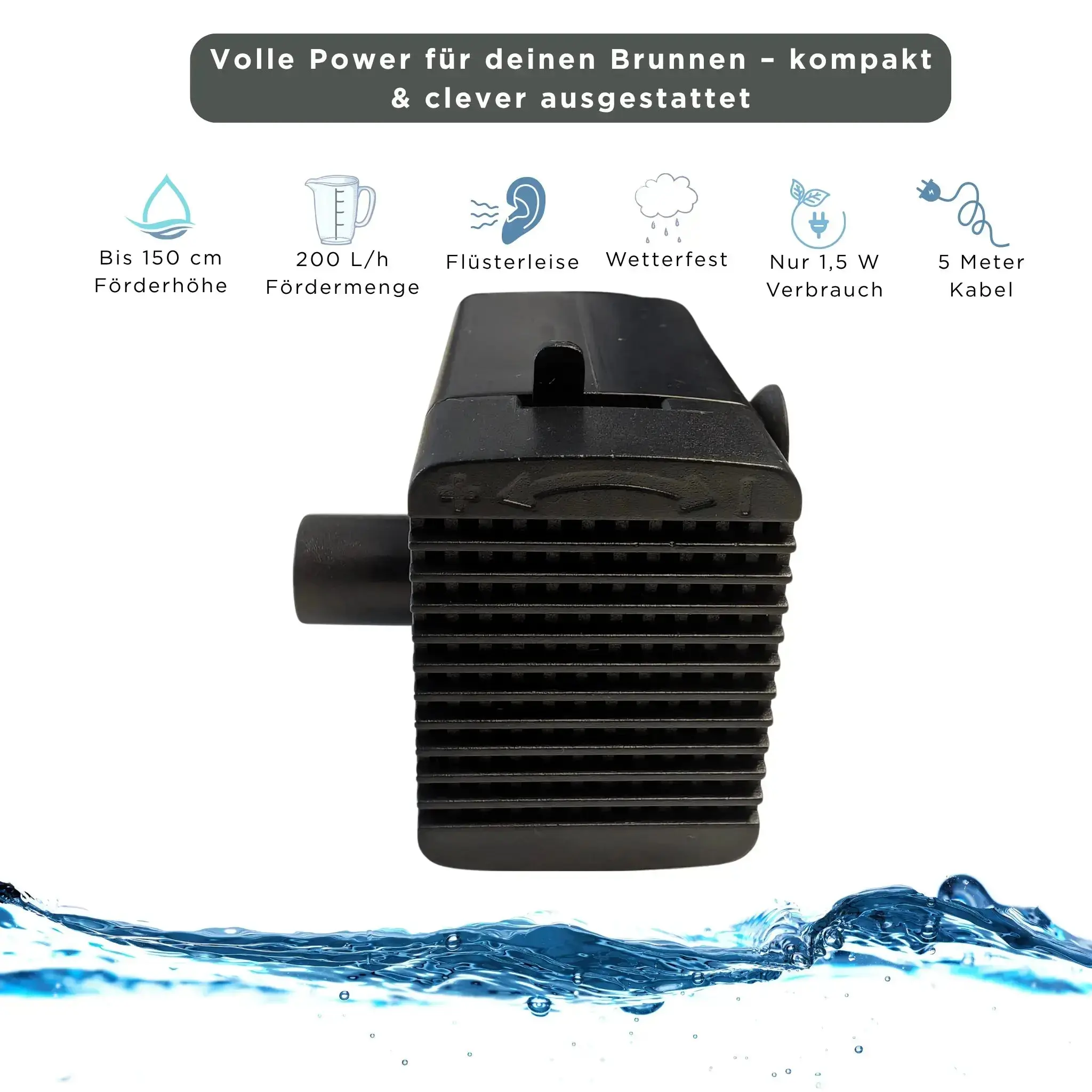MIDI PRO Outdoor PUMP max. 150cm L/h, đȘđș EU-Stecker, Led-Anschluss, gerĂ€uschlos, Regulierbar - Image 3
